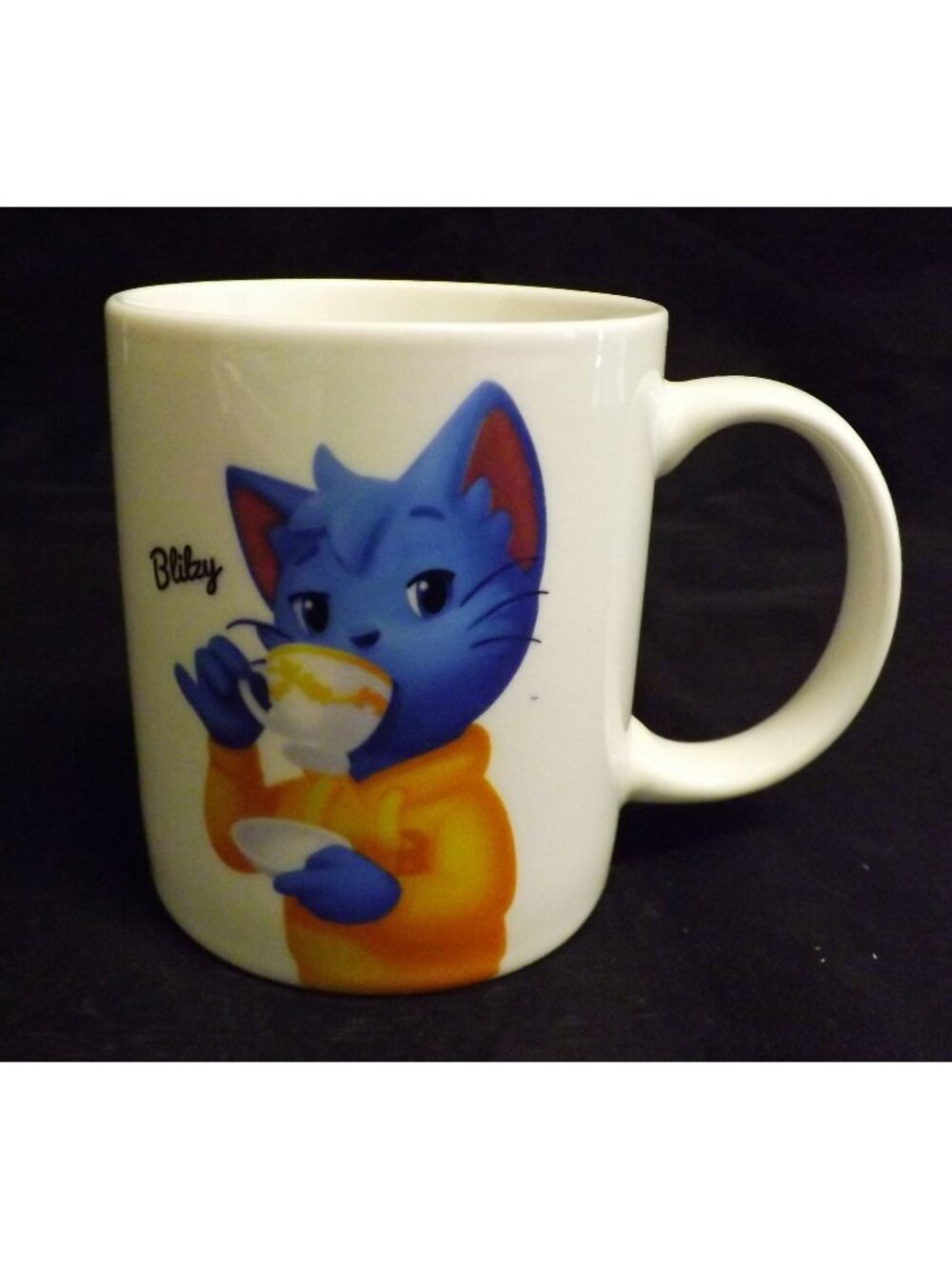 Bingo Blizy Cartoon Blue Cat Coffee Mug 11 Oz Ceramic With Handle